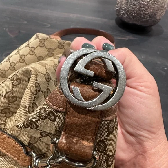 Gucci Tan and Brown Monogram Hobo Bag - Picture 8 of 10